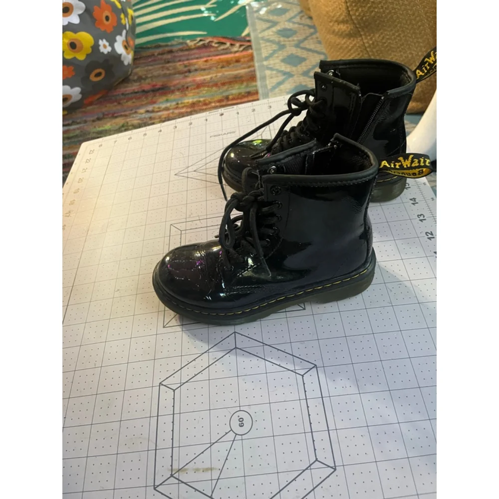 Kids Dr Martin patent leather black boots